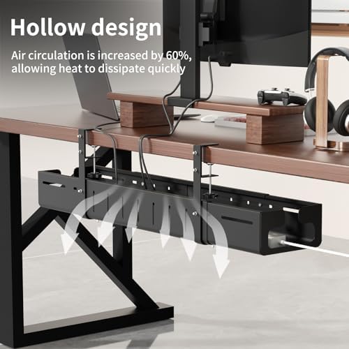 Under Desk Cable Management Tray, Expandable 25.2"–38.6" Cable Tray,Black - Image 4