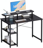Pamray 33.5 Inch Small Computer Desk with Monitor Stand and Shelves by PAMRAY