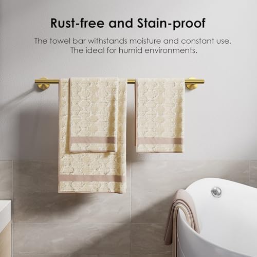 FORIOUS Towel Bar Towel Racks for Bathroom Wall Mounted 24" Brushed Gold - Image 7
