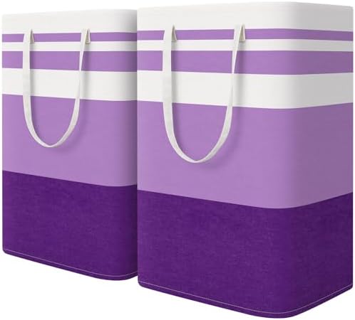 HomeHacks 2 Pack Laundry Baskets, Laundry Hampers Bags (Purple 75Lx2) by HomeHacks