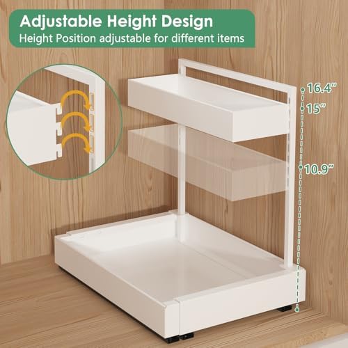 REALINN L-Shaped Under Sink Organizer with 6-Level Height Adjustment - Image 4
