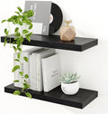 16 inch Floating Shelves for Wall, 9.3in Deep Black Shelves by Feihorrm