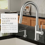 FORIOUS Soap Dispenser for Kitchen Sink, Brushed Nickel Stainless Steel - Image 2