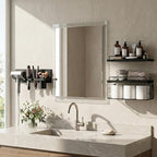 3-Tier Bathroom Floating Shelves with Hair Dryer Holder, Black - Image 4