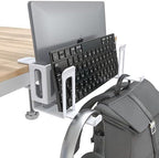 NODOCA 2-Slot Laptop Storage for Desk, Vertical Laptop Stand for Desk, MacBook Vertical Stand, with Headphone Holder, Desk Side Storage for MacBook/Surface/Samsung/HP/Dell[L, White] by NODOCA