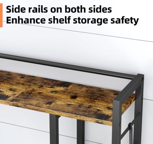 Over The Toilet Storage with Side Rack, 4-Tier Over Toilet Storage Rack with Thick Wood Top Shelf & 3 Small Side Shelves, Freestanding Bathroom Organizer for Bathroom, Laundry, Balcony (Vintage Brown) - Image 3