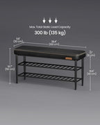 VASAGLE Shoe Bench, Synthetic Leather with Stitching, Loads 300 lb - Image 3