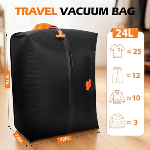 Fantictas Travel Vacuum Bags, 2 Pack, 24L Each with Cordless Pump - Image 3