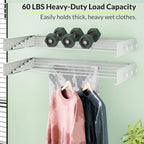 Collapsible Laundry Drying Rack Wall Mounted - 31.5 Inch Metal Clothing Drying Rack with 6 Hooks, Retractable Foldable Dry Racks for Laundry Drying Indoor, Heavy Duty Towel & Coat Hanger - Image 4