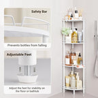 ELYKEN Corner Shower Caddy Standing, 4 Tier Metal Shower Organizer, White - Image 4