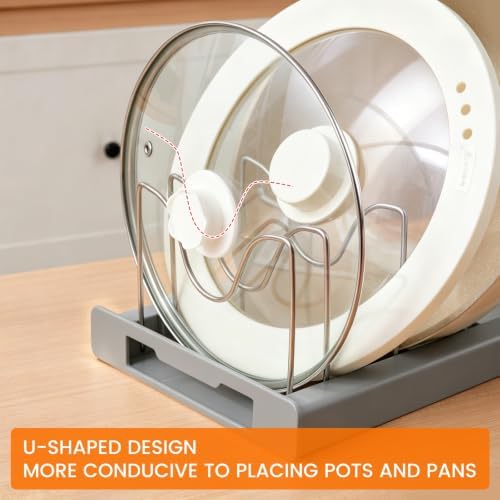 2 Pack Kitchen Pot and Pan Organizer Under Cabinet Expandable Rack Storage - Image 6