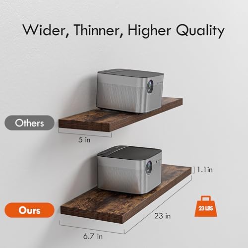 YUFLINX 23’’Rustic Brown Floating Shelves for Wall,Rustic Wood Shelf for Room Decor/Storage/Display,Small Bookshelf,Wall Mounted Hanging Shelves for Bedroom, Bathroom, Living Room, Kitchen,Set of 4 - Image 3