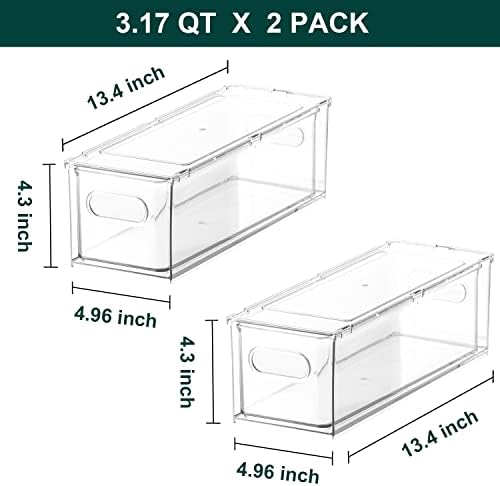 LALASTAR 2 Pack Fridge Organizer with Pull-out Drawer, Stackable Freezer Organizer Bin, Pantry Organization and Storage, BPA Free, 3.17QT - Image 5