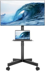 BONTEC Rolling TV Stand for 23-65 Inch TVs,Mobile TV Cart with Wheels,Black by BONTEC