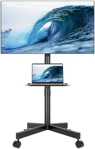 BONTEC Rolling TV Stand for 23-65 Inch TVs,Mobile TV Cart with Wheels,Black by BONTEC