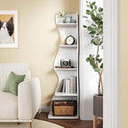 LITTLE TREE 70-Inch Corner Shelf, Seaweed Shaped Etagere Display Bookshelf, Freestanding 5-Tier Wall Shelves for Small Spaces, Living Room, Bedroom, White, 1 Pack - Image 4