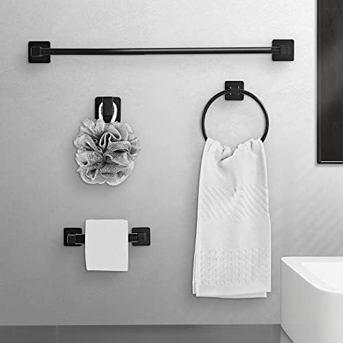 Matte Black Bathroom Hardware Set 8 Pieces,Towel Bar Set Stainless Steel Wall Mounted, Includes 23.6In Hand Towel Bar, Towel Ring, Robe Towel Hooks,Toilet Paper Holder, Bathroom Towel Rack Set - Image 2