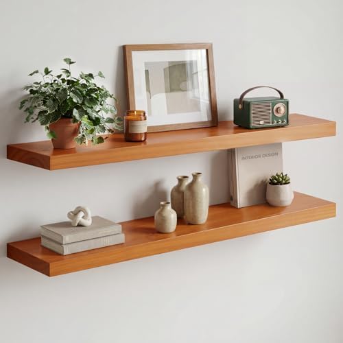 Homeforia 36 Inch Floating Shelves, High-End Solid Pine Wood, Set of 4 by Homeforia