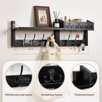 28.9" Wall Hanger Coat Rack Key Holder Wall Mount with Shelf,11Shelf with Coat Hooks Wall Mount, Coat Hangers for Bathroom, Living Room, Bedroom (Black) - Image 2
