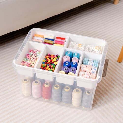 Citylife 32QT 2Packs Clear Craft Organizers and Storage Box with Tray - Image 4
