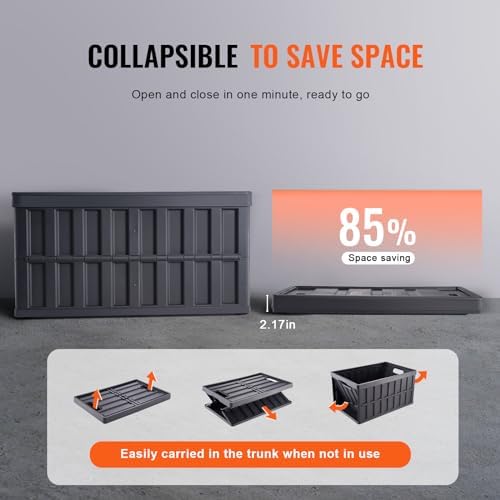 VEVOR 65L Collapsible Storage Bins with Lids 3 Packs, Stackable Crates - Image 3
