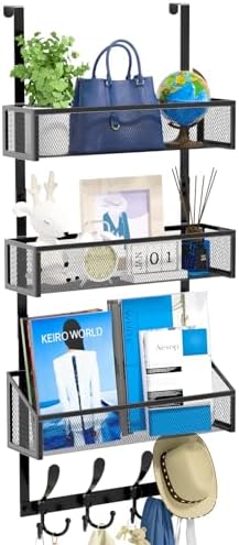 Kaiferty Over The Door Hooks Organizer, Coat Rack Over The Door Storage Hanger Towel Rack, Back of Door Storage Organizer for Bathroom,Bedroom,Kitchen,Office (Black, 4-Tier) by Kaiferty