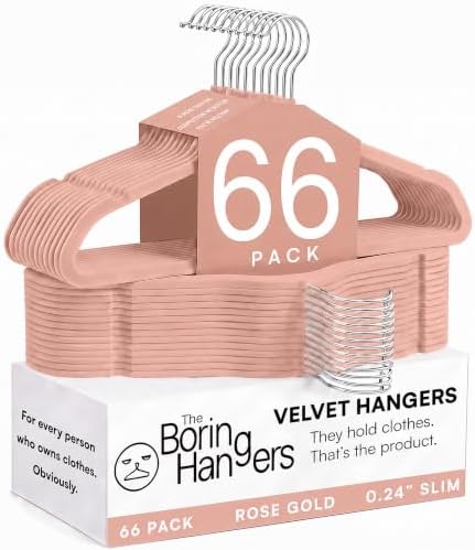66 Pack Rose Gold Velvet Hangers Non Slip, Felt Hangers by TheBoringHangers