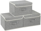 Foldable Fabric Storage Cubes with Lids,Grey 13x9.1x7.9in,3 Pack by Unknown