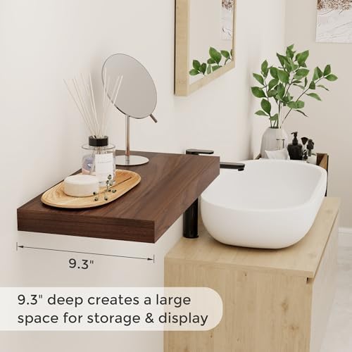 Fun Memories 16 Inch Long Floating Shelves, 9.3 Inch Deep Floating Shelf for Wall, Living Room, Kitchen, Rustic Deep Wood Shelves for Bathroom, 2 Pack Storage Display Shelf for Books, Decor, Walnut - Image 4