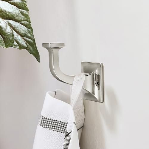 SAILING 3 Pack Coat Hooks - Brushed Nickel Robe Hooks Decorative Wall Hooks for Bathroom Bedroom Kitchen Towel Robe Clothes Cabinet Closet Bathroom Hardware - Image 4