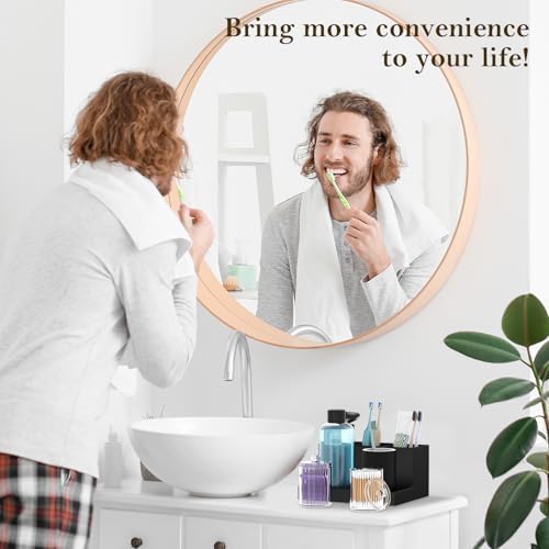 Cotton Swab Holder with Lid, Toothbrush Holder for Bathroom with 2PCS Qtip Holder Dispenser, - Image 5