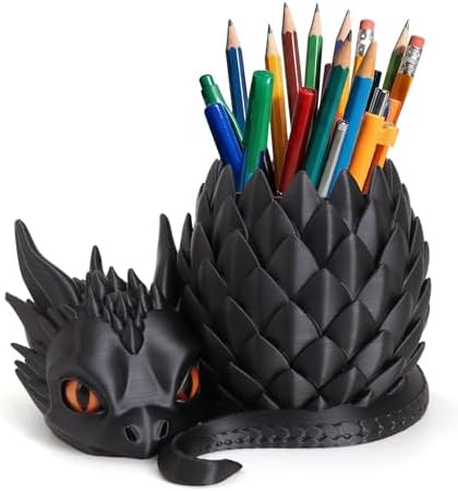 3D Printed Dragon Pencil Holder for Desk, Removable Dragon Egg Pen Holder, Cute Pencil Cup Desk Organizer for Pens, Pencils, Paper Clips, Makeup Brushes, Fantasy Desk Decor Gift for Kids by LehuoMaker3DPrintedStudio