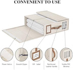 3 Pack Foldable Bed Sheets Set Organizers and Storage(King & Queen Size),Linen Fabric Closet Organizers with Window,Folding Bedding Storage Box for Bedsheets and Pillow Cube Organizer-Beige - Image 7