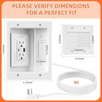 in Wall Cable Management Kit with Brush Wall Plate,AC Outlets & USB-A+USB-C Ports,9ft Cord,Hide Cords Recessed Wall Outlet for TV Cable Management,HDMI Cables and Home Theater Systems - Image 5