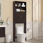 Yaheetech 77in Over the Toilet Storage Cabinet, Espresso Bathroom Organizer - Image 3