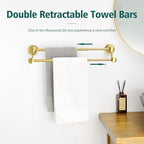 Hoimpro Double Towel Bar Towel Rack for Bathroom Wall Mounted Brushed Gold - Image 6