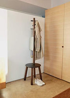 Umbra Pillar Coat Rack with Stool, Freestanding 6 Hooks, Black/Walnut - Image 2