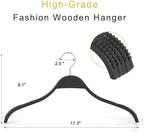 TOPIA HANGER Slim Wooden Hangers with Extra Soft Non-Slip Rubber Grips, 30-Pack High-Grade Fashion Hanger No Shoulder Bump for Sweater, Camisole, Jacket, Dress, Coat (Black)-CT15B30 - Image 2