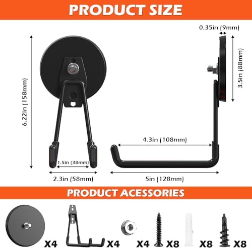 4 PCS Large Strong Magnetic Hooks Heavy Duty, 3.5in Ndfeb Magnet with Hooks, Heavy Duty Storage Utility Magnetic Holder, Magnetic Storage Hooks with Anti-Slip Coating for Indoor Outdoor Garage Hanging - Image 2