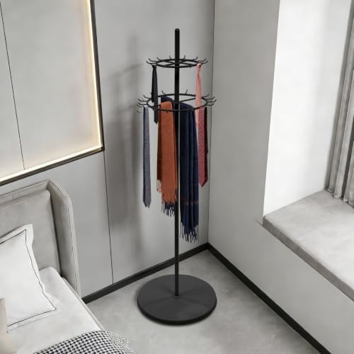 66.1in Belt Display Shelf with 31 Hooks Round Base (Black) - Image 6