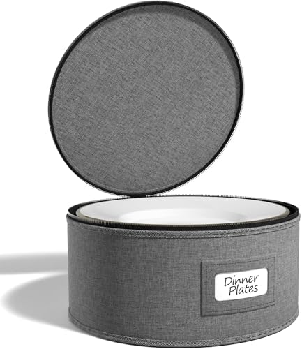 Sorbus China Storage Containers, with Lid (Dinner Plate Storage, Gray) - Image 4