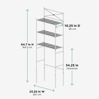 Zenna Home Over the Toilet Storage Shelf Space Saver, Behind Toilet Bathroom Organizer and Storage, Metal Bathroom Organizer with 3 Shelves, Black - Image 3