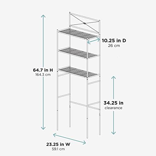 Zenna Home Over the Toilet Storage Shelf Space Saver, Behind Toilet Bathroom Organizer and Storage, Metal Bathroom Organizer with 3 Shelves, Black - Image 3