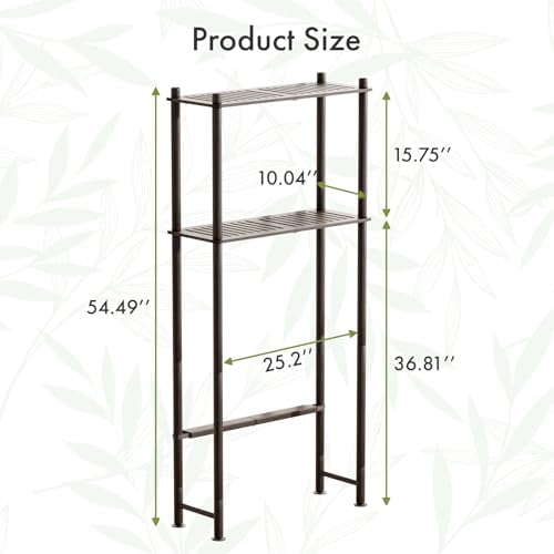 AmazerBath Bamboo Over The Toilet Storage Shelf, 2-Tier Over Toilet Bathroom Organizer Rack, Bathroom Shelves Over Toilet Space Saver, Espresso - Image 2