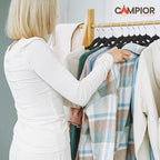 Black Velvet Hangers 60 Pack – 360° Swivel Hook, Non-Slip and Space Saving Hangers, Heavy-Duty 11 lbs Weight Capacity - Smooth Velvet Finish for Crease-Free Clothes and Effortless Closet Organization - Image 7