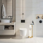 Toilet Paper Holder Stand Gold: Free Standing Tissue Roll Holder with Phone Shelf - Toilet Roll Dispenser Storages for 4 Rolls, Durable Stainless Steel for Bathroom - Image 4