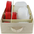 Food Storage Container Organizer Box – A Kitchen Drawer Organizer Compatible with Rubbermaid, Glad Containers and Lids – Adjustable Foldable Cloth Box by HappiBox
