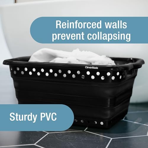 CleverMade Collapsible Laundry Basket, 39L Capacity, Foldable to 3.15 Inches, Pack of 2, Black - Image 2