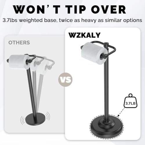 Black Toilet Paper Holder Stand Stainless Steel & Stable Weight Base - Image 6