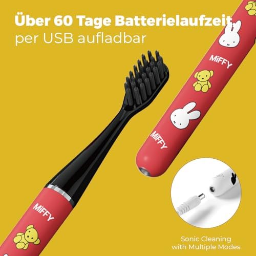 Miffy i4 Slim Sonic Electric Toothbrush Ultra Slim Thin Rechargeable Ultrasonic Smart Tooth Brush Free Petite Travel Case & Ceramic Holder Dock for Travel & Home, IPX7 Waterproof (red) - Image 5